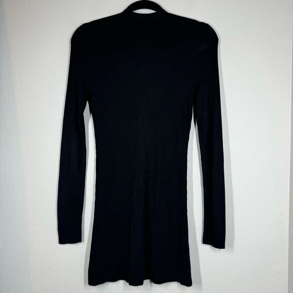L'Agence Millie Knit Cardigan Sweater Black Long Line V-Neck Chevron Size Small - Picture 5 of 8